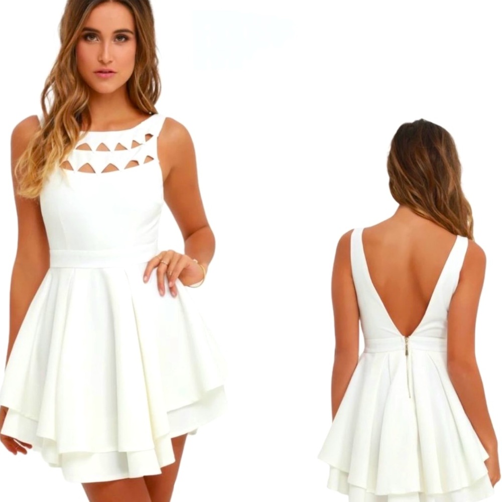 Lulu's Flirting with Danger Cutout Ivory Dress, Small